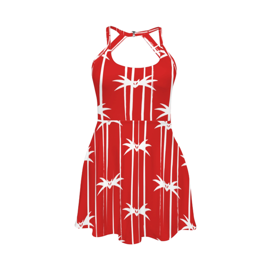 Sandy Claws Open Back Flare Skirt Active Dress