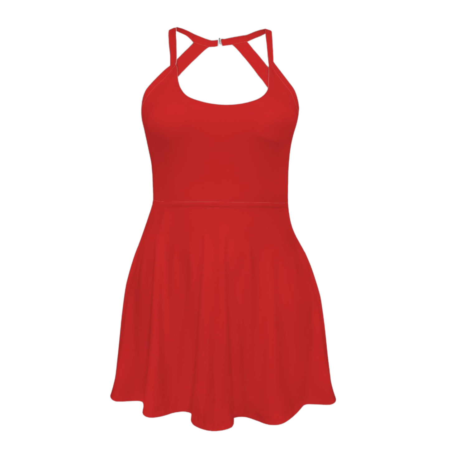 Sebastian Red Open Back Flare Skirt Active Dress