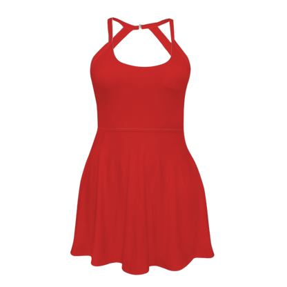 Sebastian Red Open Back Flare Skirt Active Dress