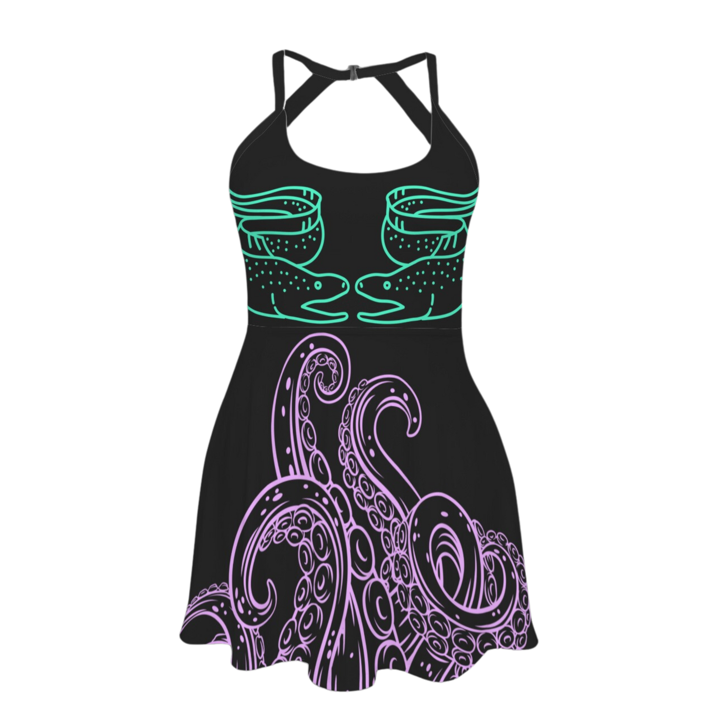 Sea Witch & Pets Open Back Flare Skirt Active Dress