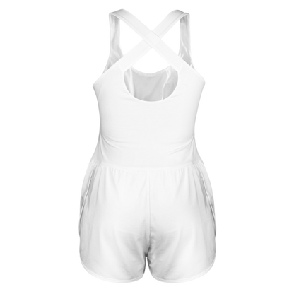 Snowman White Cutout Cross Back Active Romper