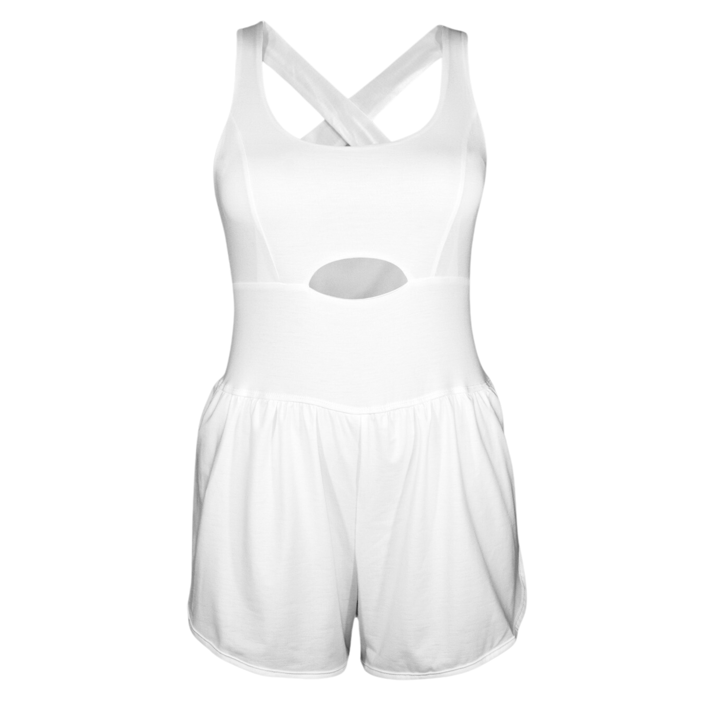 Snowman White Cutout Cross Back Active Romper