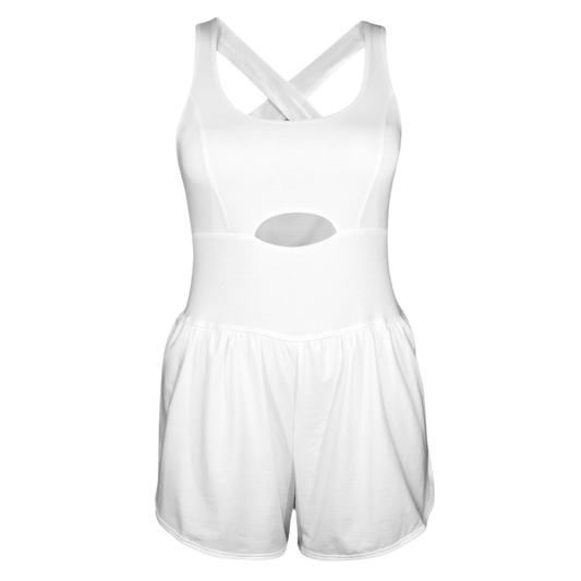 Snowman White Cutout Cross Back Active Romper