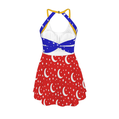 Sorcerer Mouse Open Back Flare Skirt Active Dress