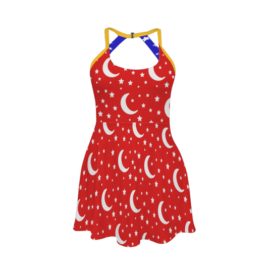 Sorcerer Mouse Open Back Flare Skirt Active Dress