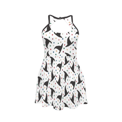 Sorting Hat Open Back Flare Skirt Active Dress