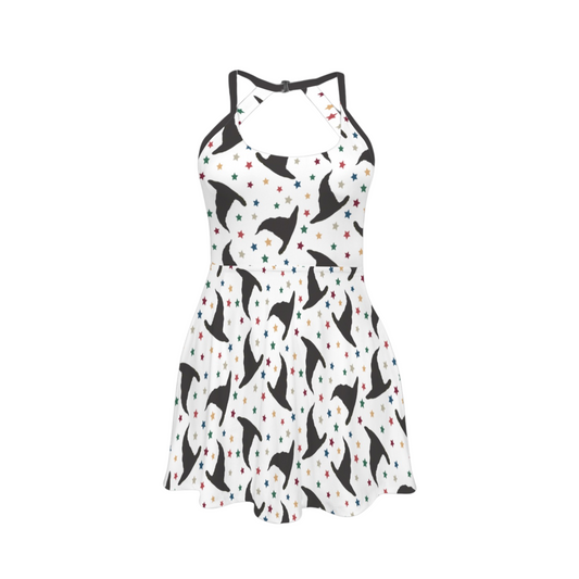 Sorting Hat Open Back Flare Skirt Active Dress