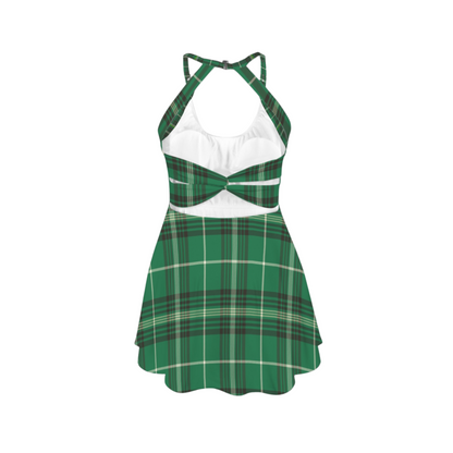 Serpent House Plaid Open Back Flare Skirt Active Dress