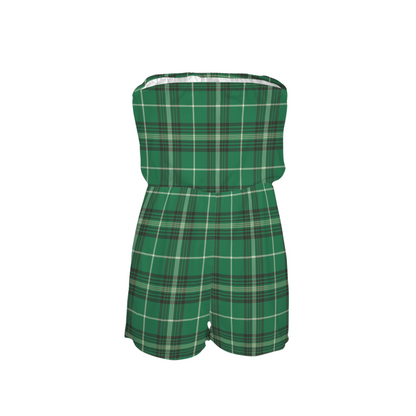 Houses Plaid Strapless Romper