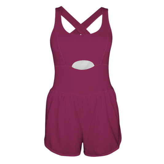 Evil Stepmother Maroon Cutout Cross Back Active Romper