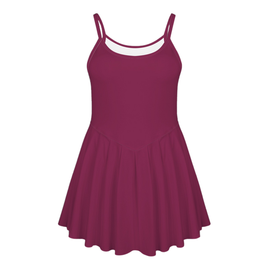 Evil Stepmother Maroon Pleat Skirt Active Dress