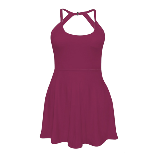 Evil Stepmother Maroon Open Back Flare Active Dress