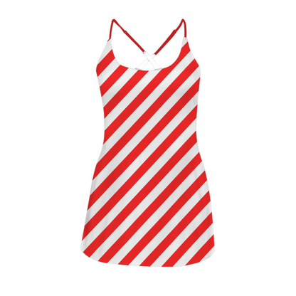 Candy Cane Stripes Criss Cross Back Active Dress