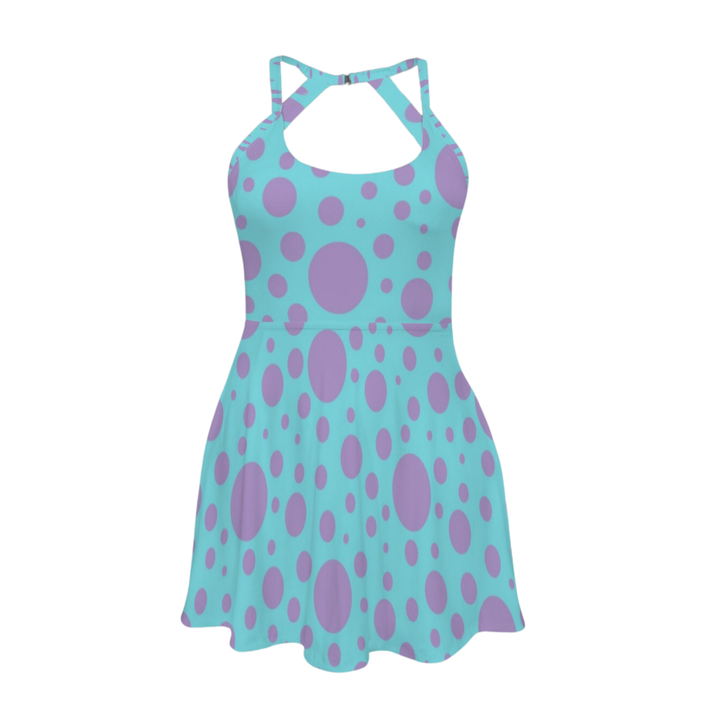 Sull E Dots Open Back Flare Skirt Active Dress