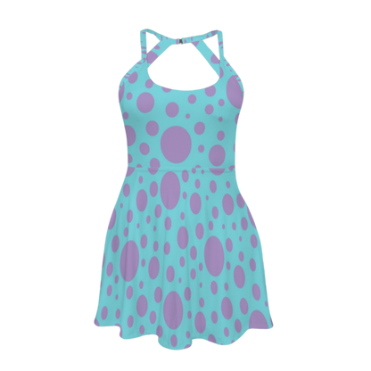 Sull E Dots Open Back Flare Skirt Active Dress