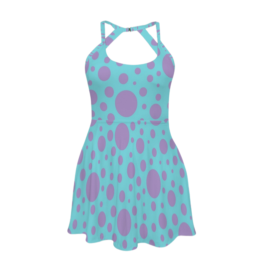 Sull E Dots Open Back Flare Skirt Active Dress