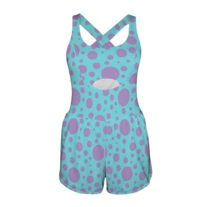 Sull E Dots Cutout Cross Back Active Romper