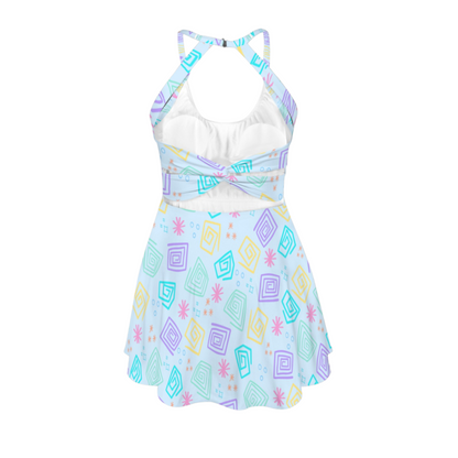 Spinning Cups Open Back Flare Skirt Active Dress