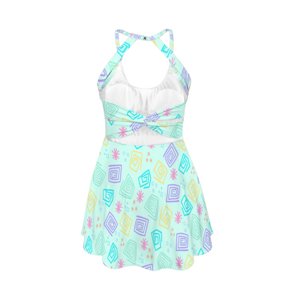 Spinning Cups Open Back Flare Skirt Active Dress