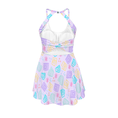 Spinning Cups Open Back Flare Skirt Active Dress