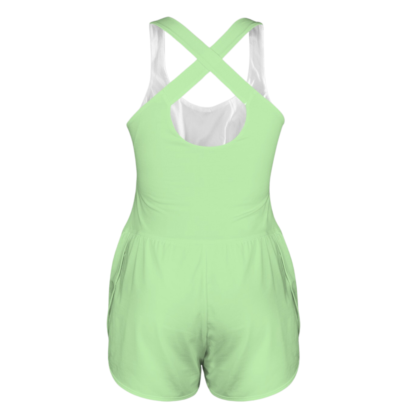 Tia Green Cutout Cross Back Active Romper