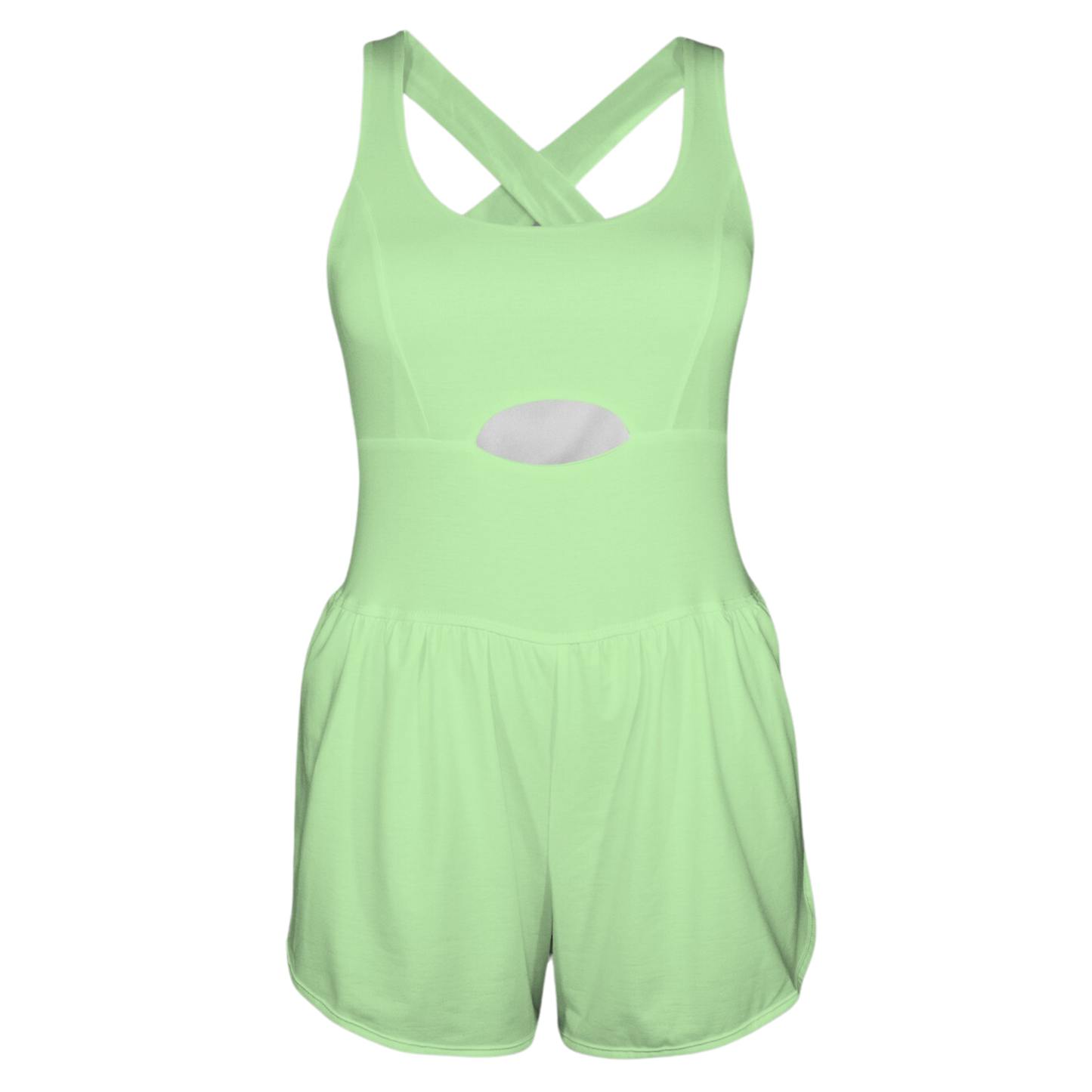 Tia Green Cutout Cross Back Active Romper