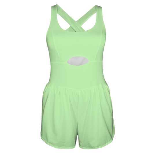 Tia Green Cutout Cross Back Active Romper