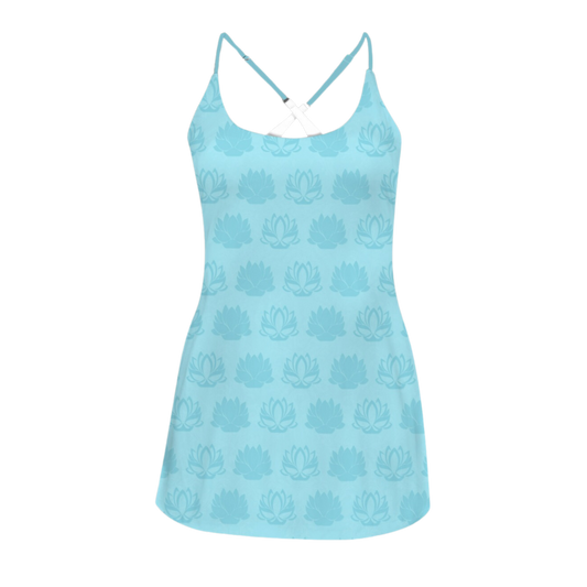 Tia Lotus Wishing Star Blue Criss Cross Back Active Dress