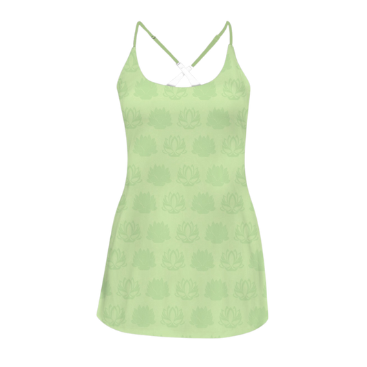 Tia Lotus Light Green Criss Cross Back Active Dress