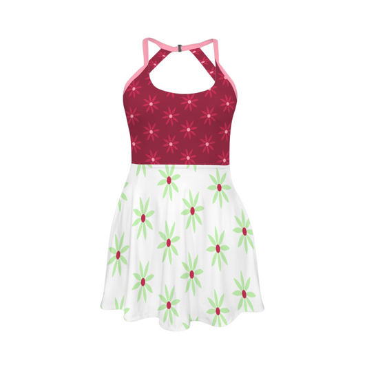 Tight Rope Walker Open Back Flare Skirt Active Dress