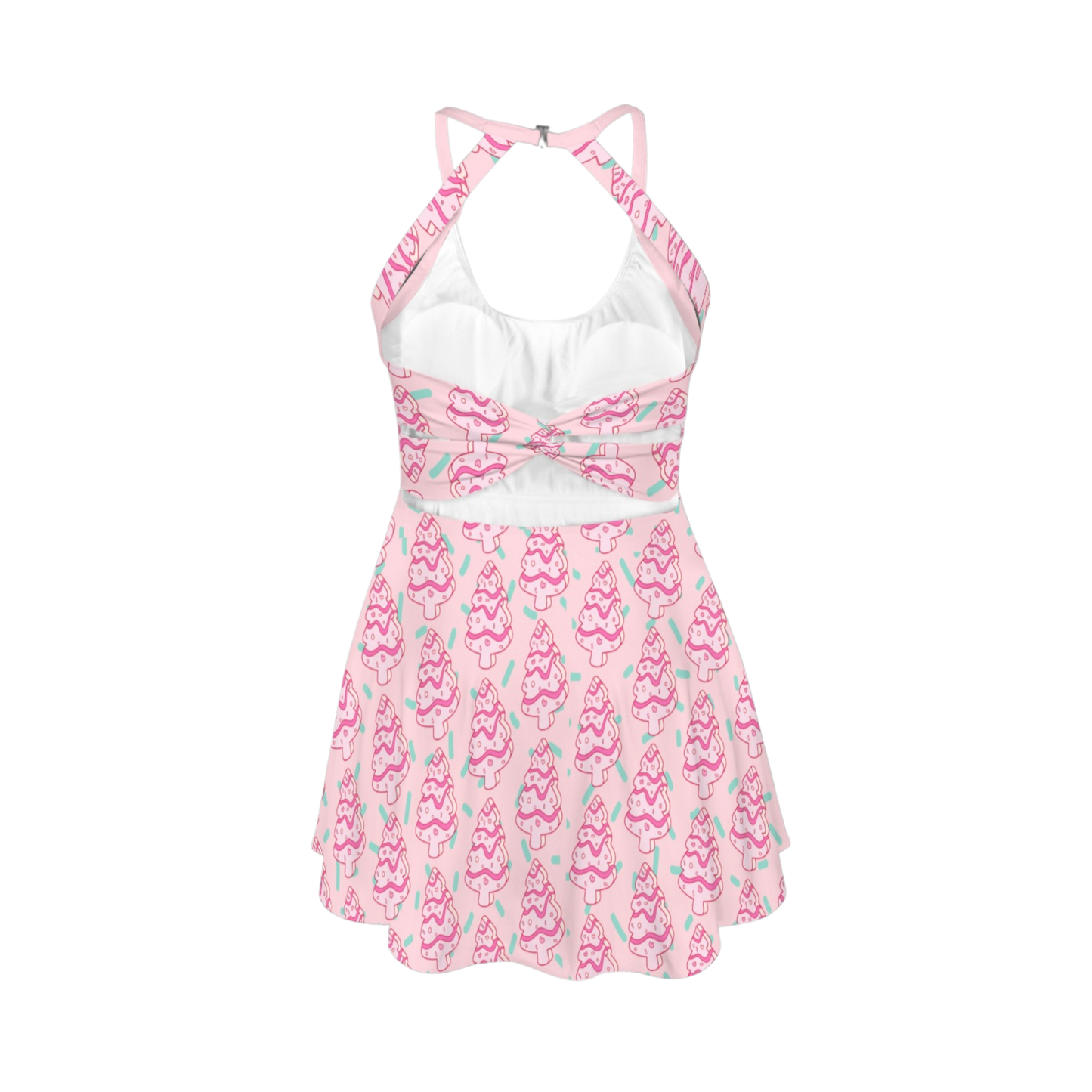 Christmas Tree Cake Open Back Flare Skirt Active Dress