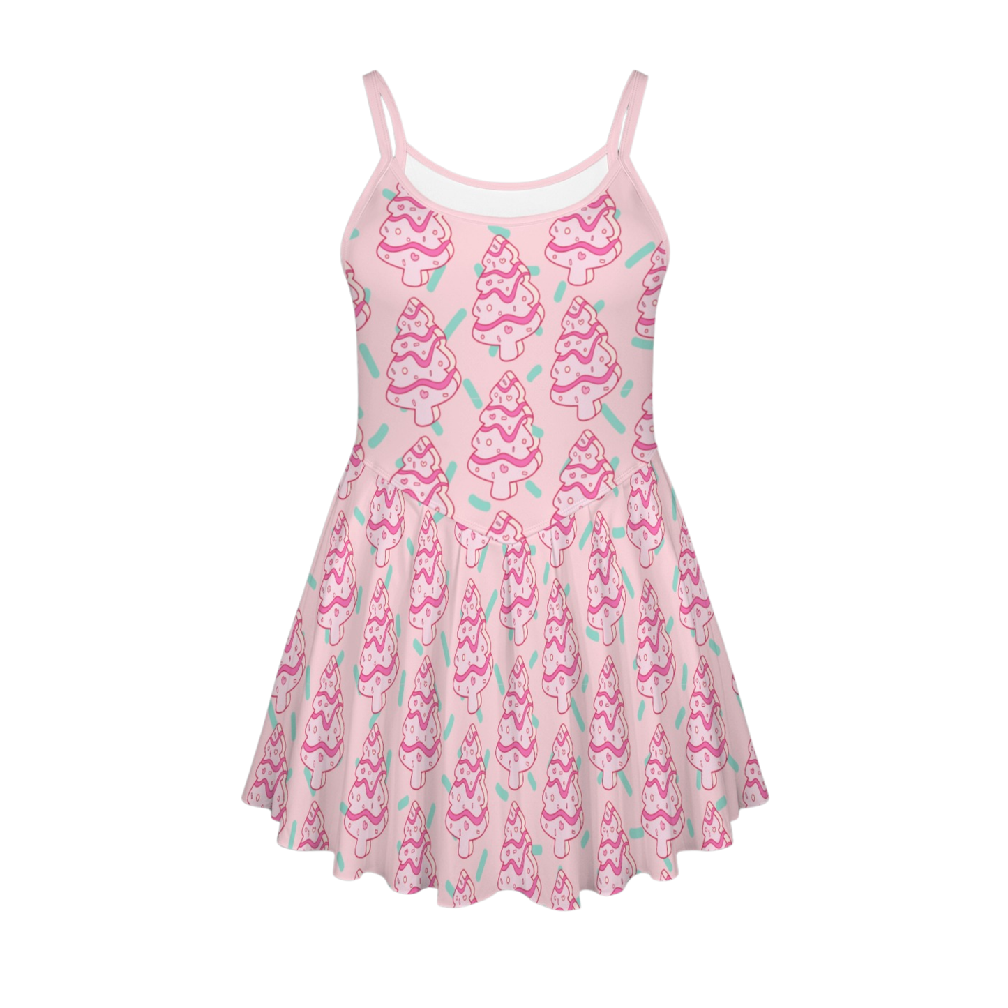 Christmas Tree Cake Pleat Skirt Active Dress