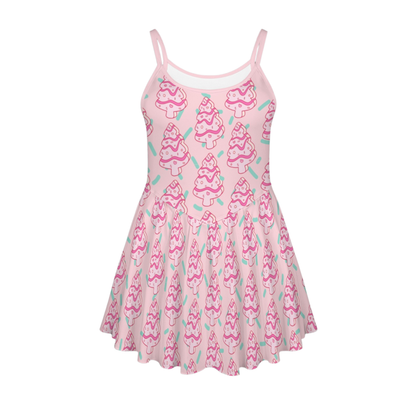 Christmas Tree Cake Pleat Skirt Active Dress