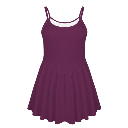 Voodoo Maroon Pleat Skirt Active Dress