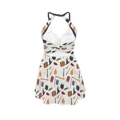 Wizard School Open Back Flare Skirt Active Dress