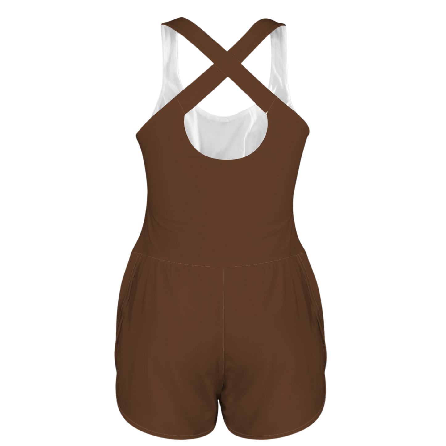 Wooke Brown Cutout Cross Back Active Romper