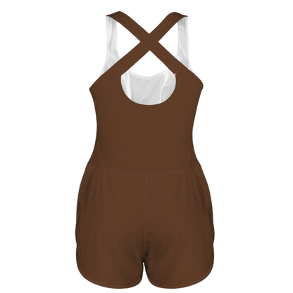 Wooke Brown Cutout Cross Back Active Romper