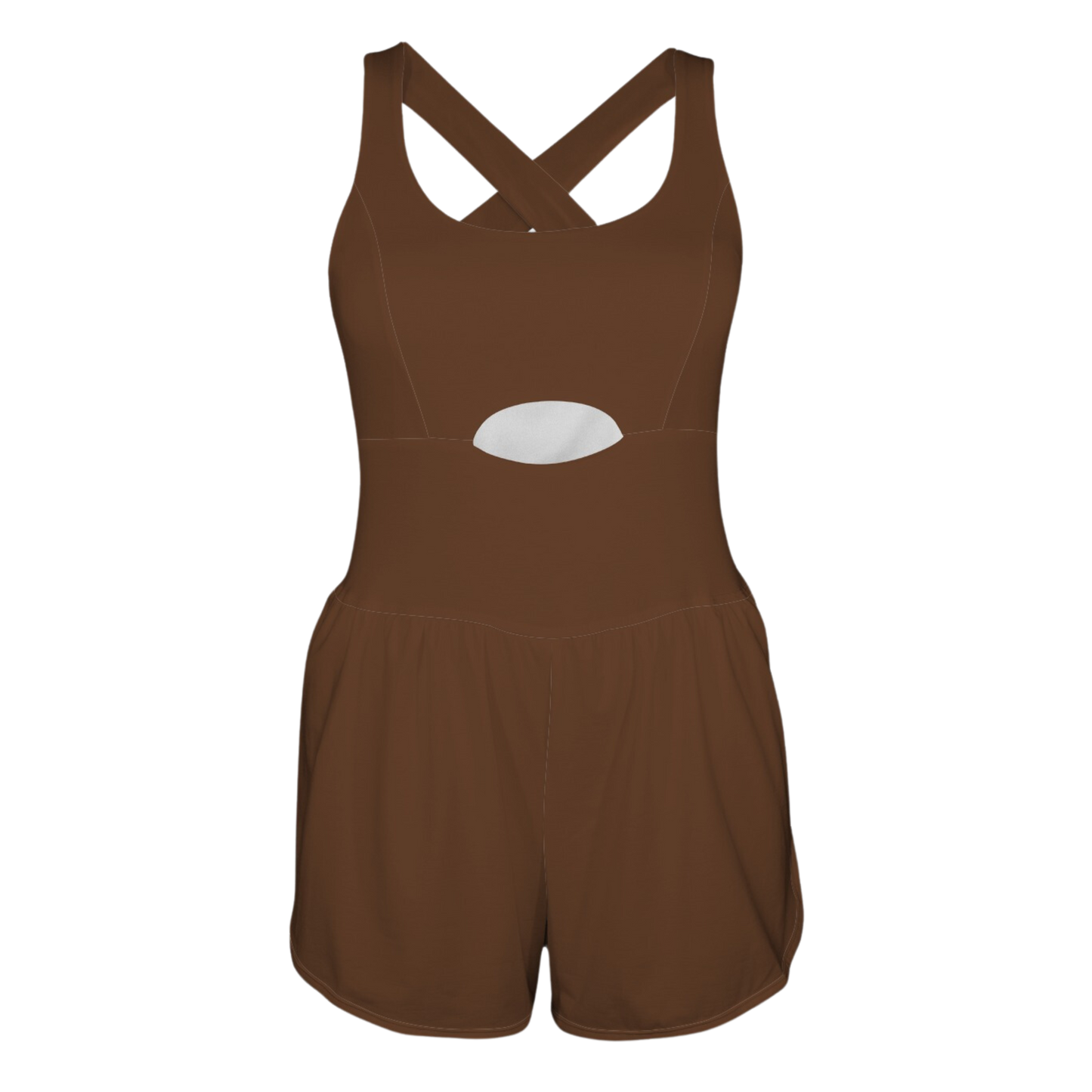 Wooke Brown Cutout Cross Back Active Romper