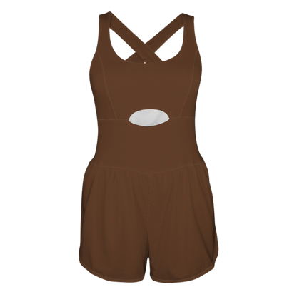 Wooke Brown Cutout Cross Back Active Romper