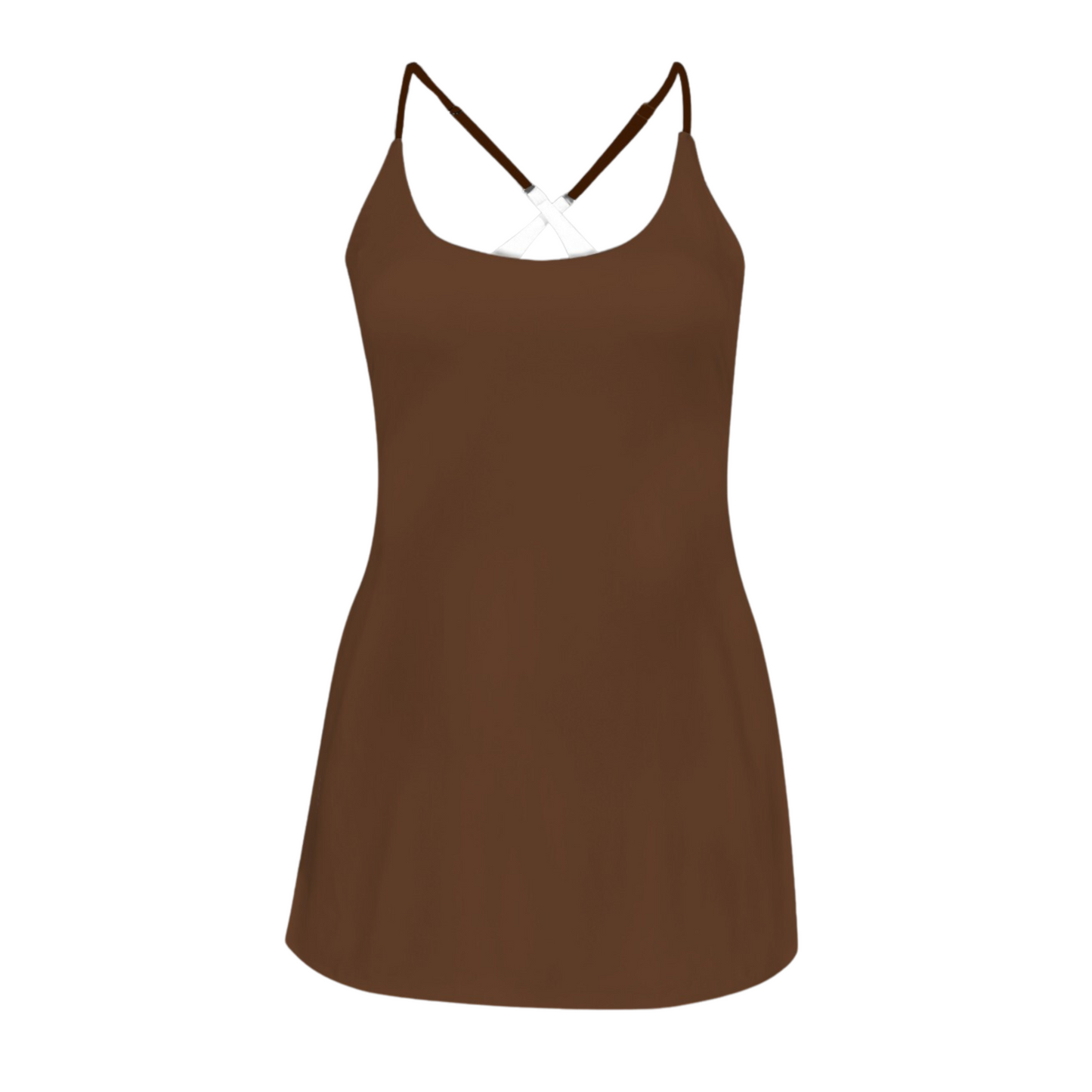 WookE Brown Criss Cross Back Active Dress