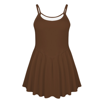 Wooke Brown Pleat Skirt Active Dress