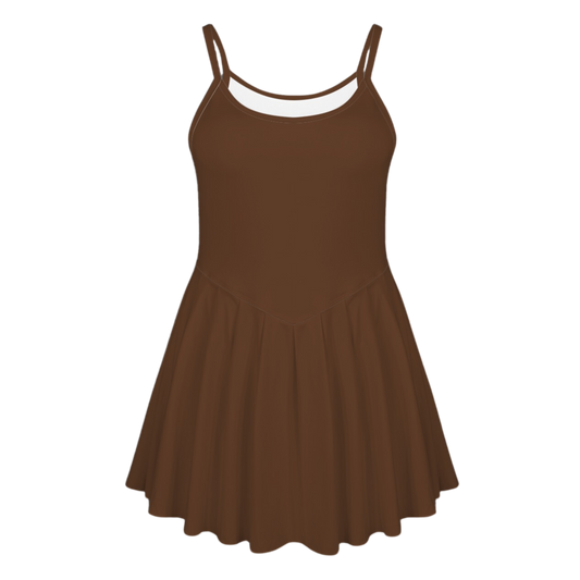 Wooke Brown Pleat Skirt Active Dress