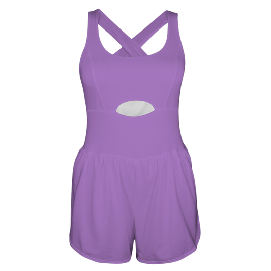 Wrong Potion Purple Cutout Cross Back Active Romper