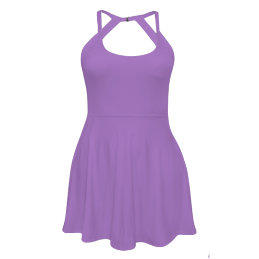 Wrong Potion Purple Open Back Flare Skirt Active Dress