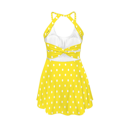 Miss Mouse Polka Dots Open Back Flare Skirt Active Dress