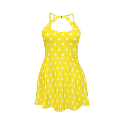 Miss Mouse Polka Dots Open Back Flare Skirt Active Dress