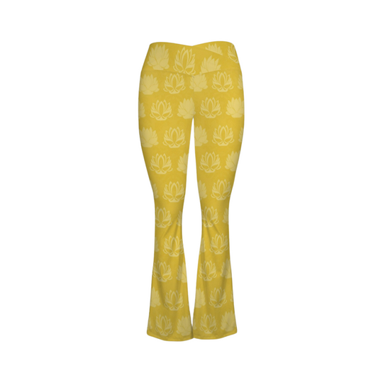 Tiana Yellow Lotus Flare Yoga Pants