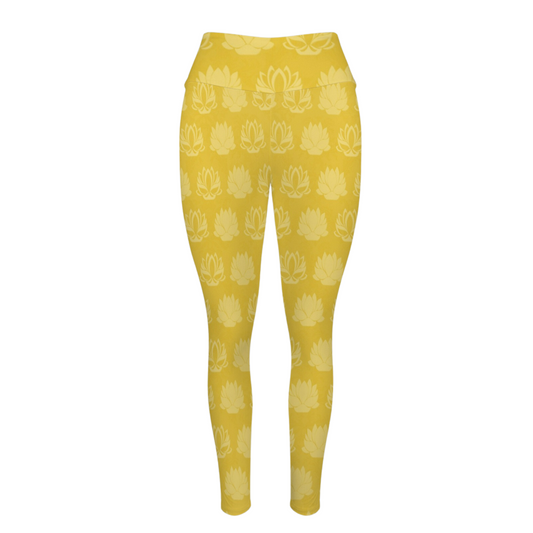 Tia Yellow Bow Yoga Leggings